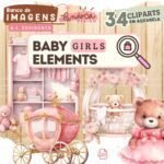 Kit Digital - ClipArt Baby Girl Elements I.A(Pandoca) - Imagem 13