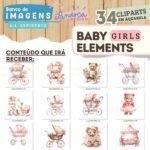Kit Digital - ClipArt Baby Girl Elements I.A(Pandoca) - Imagem 9