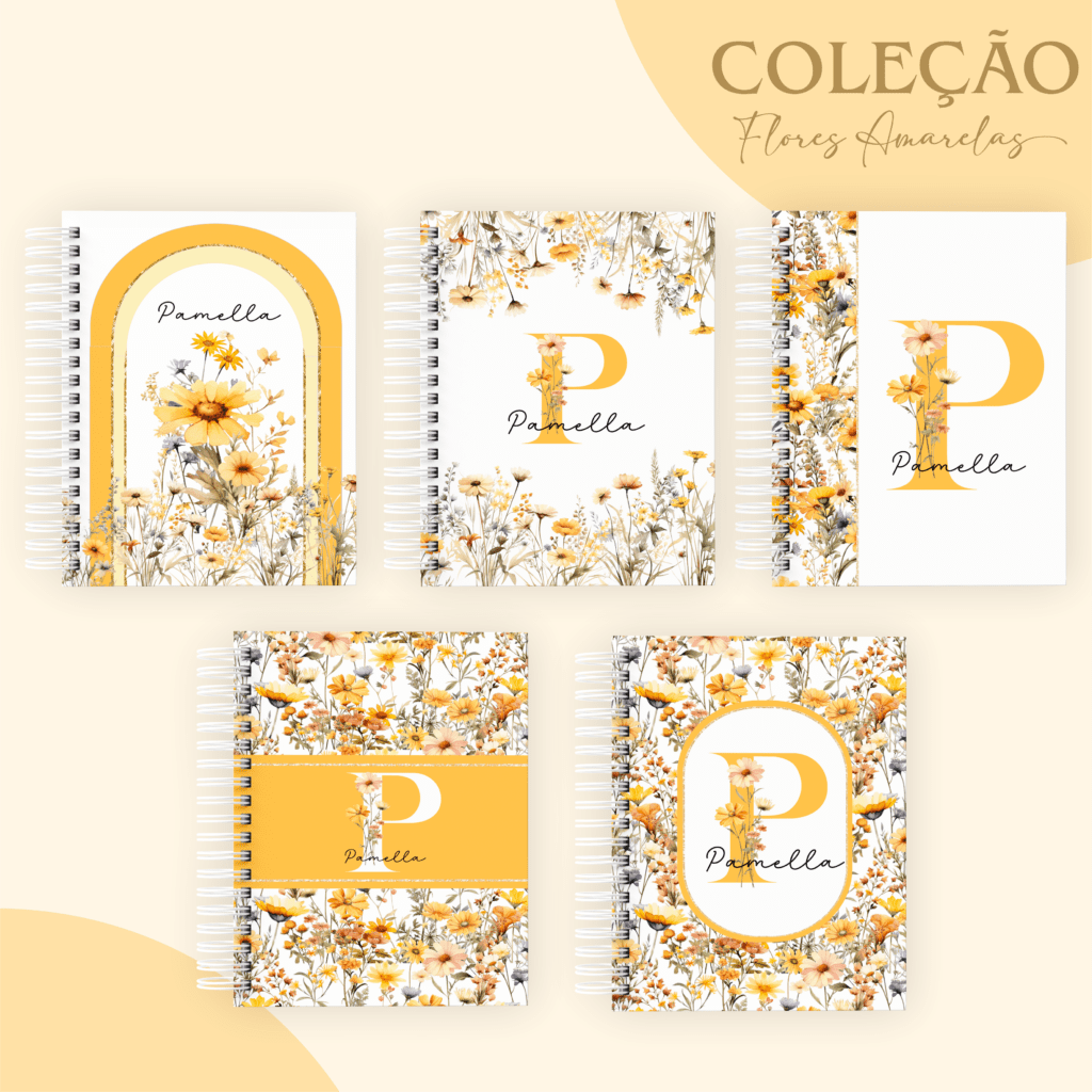 COMBO Alfabeto Flores Amarelas 2024 - 5 Modelos (Pamella) - Nick Design, image size:1024x1024