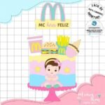 Topo de Bolo - Mc Donalds Rosa - Arquivo Silhouette
