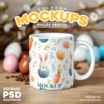 Coleção Mockups Caneca - Edição Páscoa em PSD