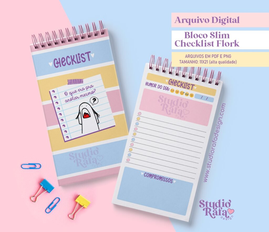 Bloco Díario Slim Checklist Flork - Imagem 1