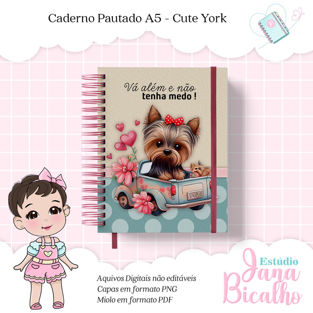 Caderno pautado A5 - Cute York (Jana Bicalho) - Imagem 1