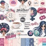 Mulher 8 de Março - Combo Ilustrações e Papéis (Tita)