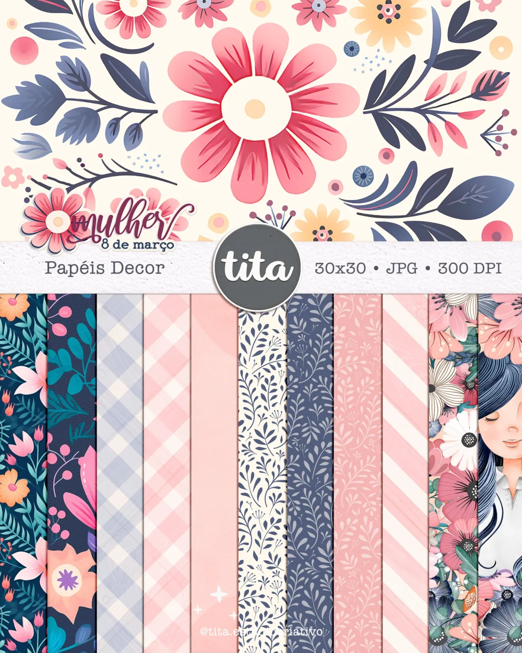 Mulher 8 de Março - Combo Ilustrações e Papéis (Tita) - Imagem 8