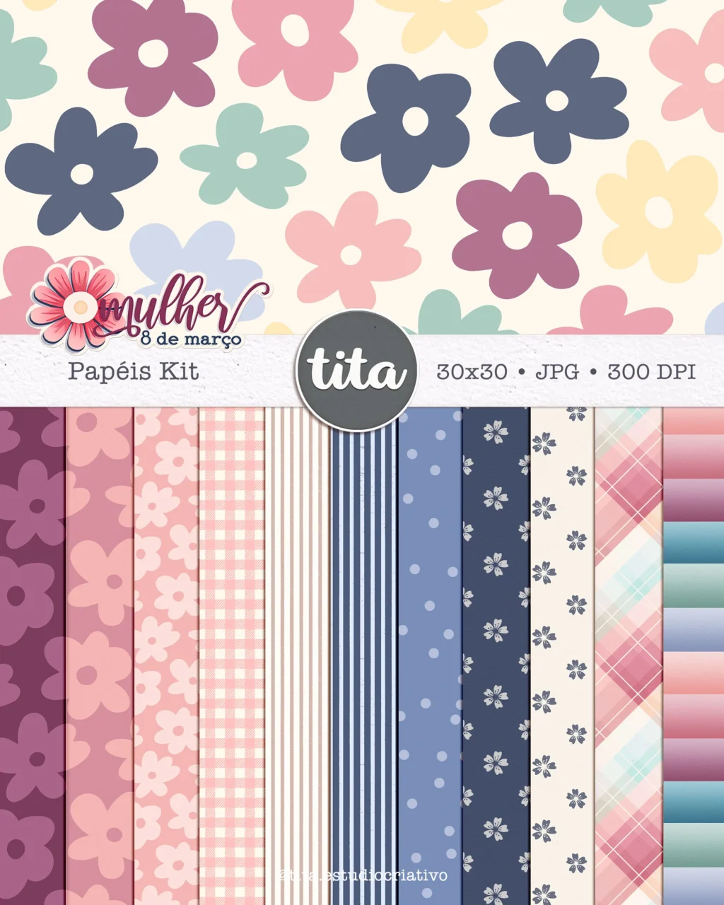 Mulher 8 de Março - Combo Ilustrações e Papéis (Tita) - Imagem 4