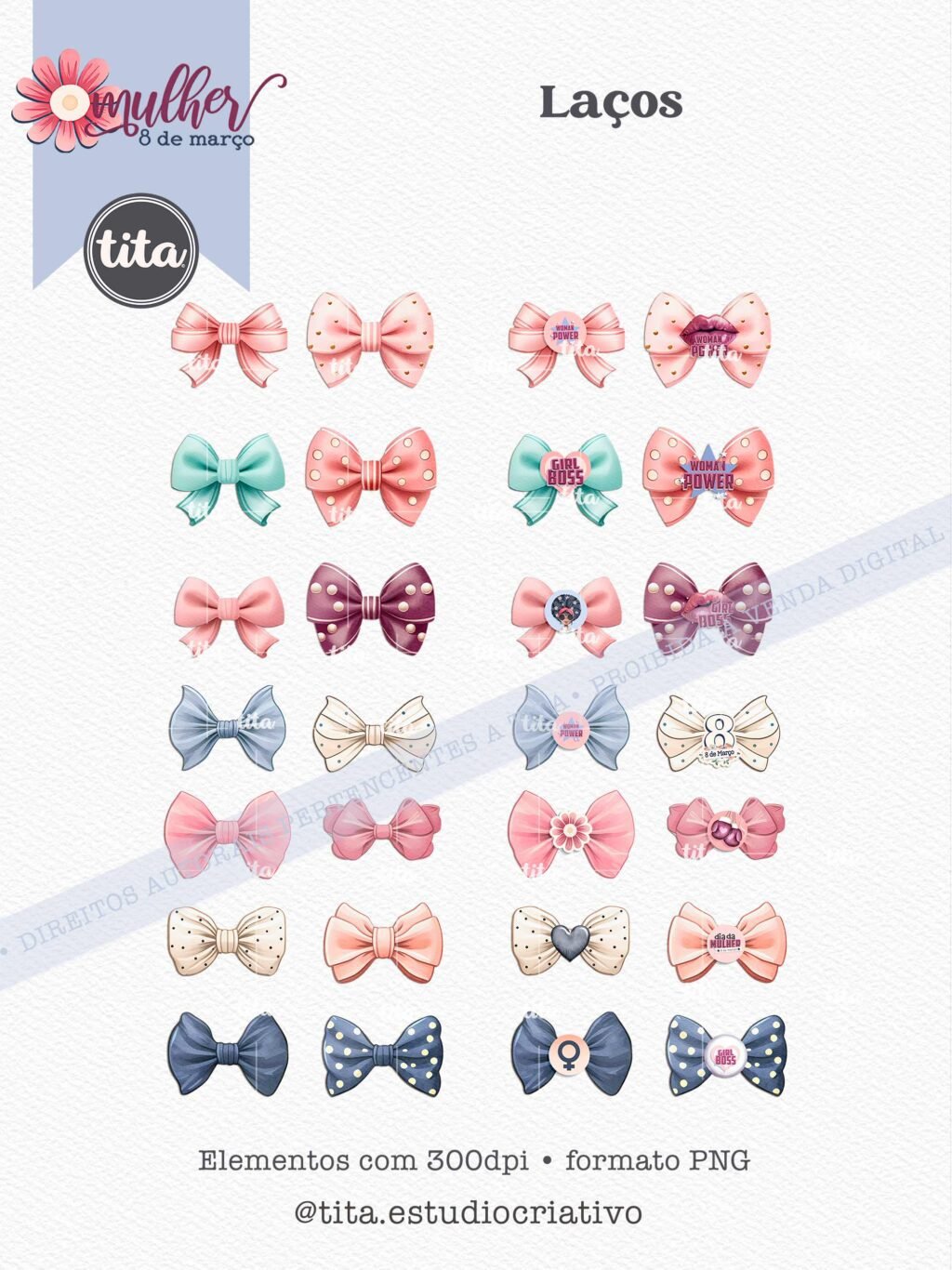 Mulher 8 de Março - Combo Ilustrações e Papéis (Tita) - Imagem 3