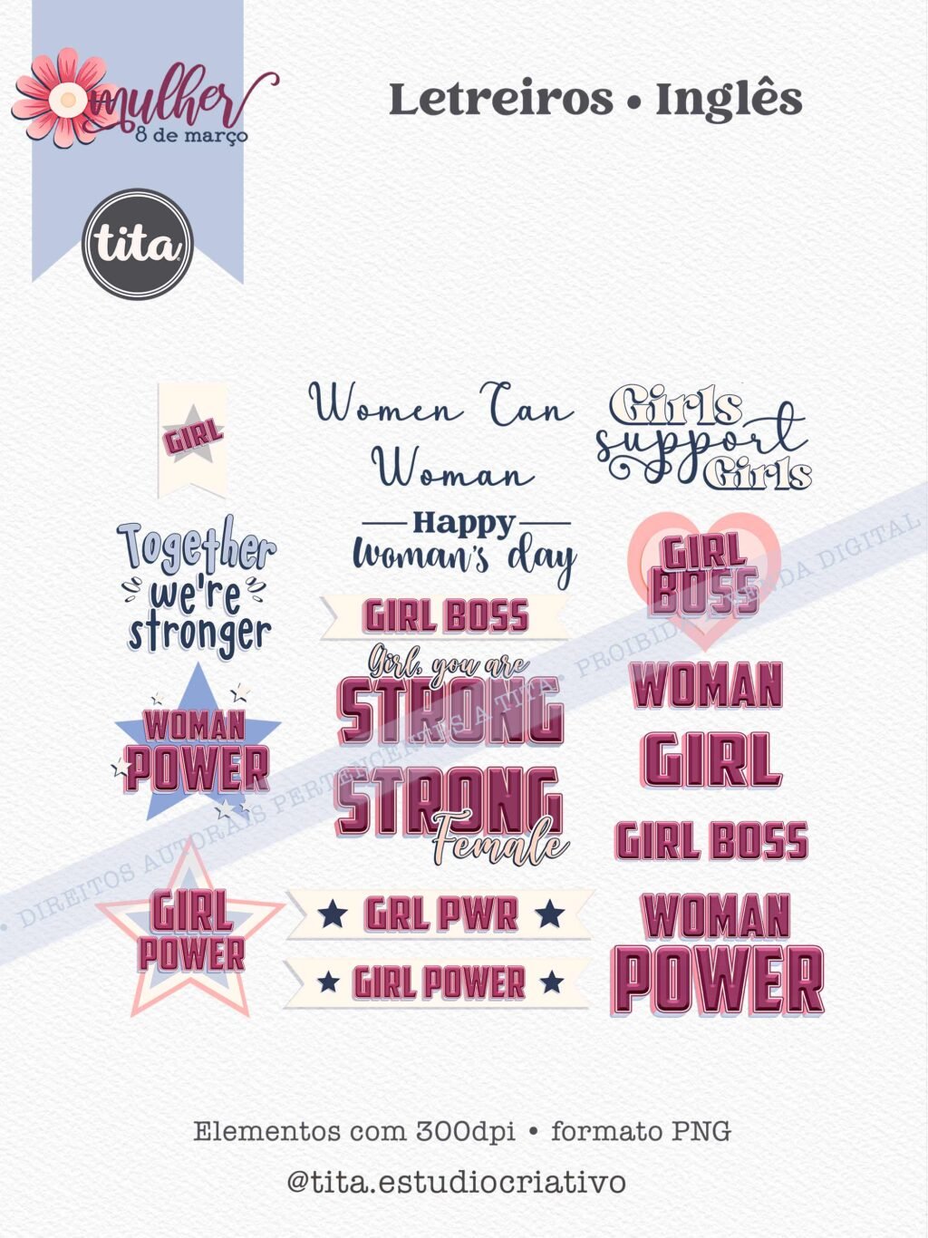 Mulher 8 de Março - Combo Ilustrações e Papéis (Tita) - Imagem 7