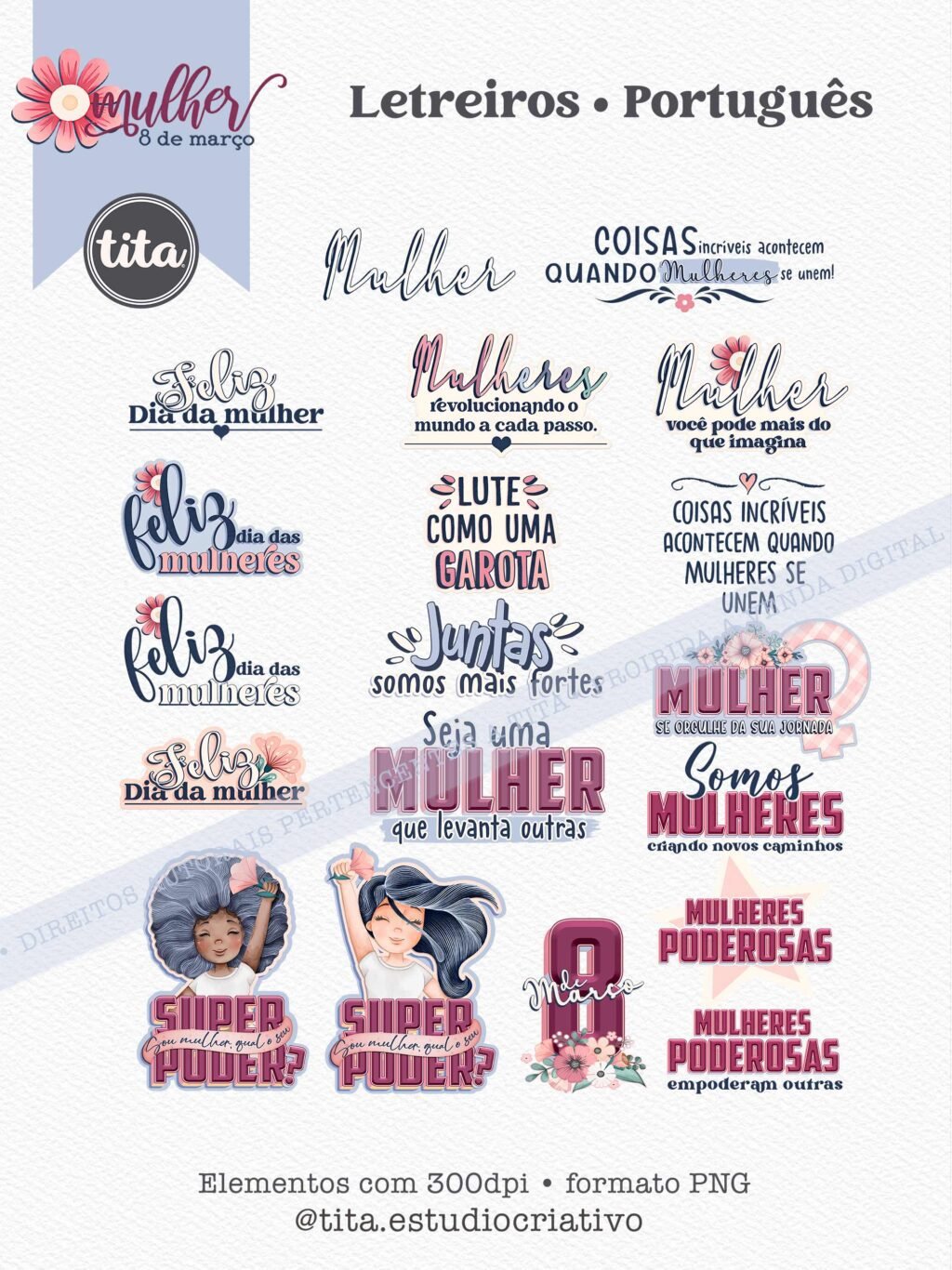 Mulher 8 de Março - Combo Ilustrações e Papéis (Tita) - Imagem 10