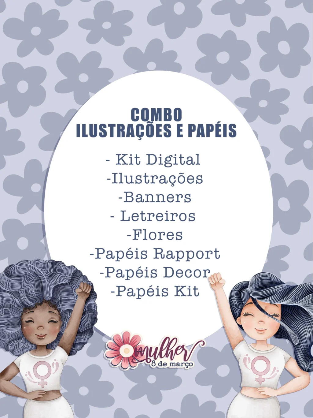 Mulher 8 de Março - Combo Ilustrações e Papéis (Tita) - Imagem 2
