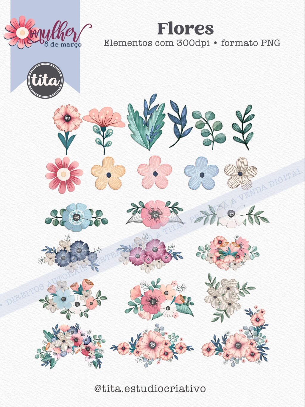 Mulher 8 de Março - Combo Ilustrações e Papéis (Tita) - Imagem 5