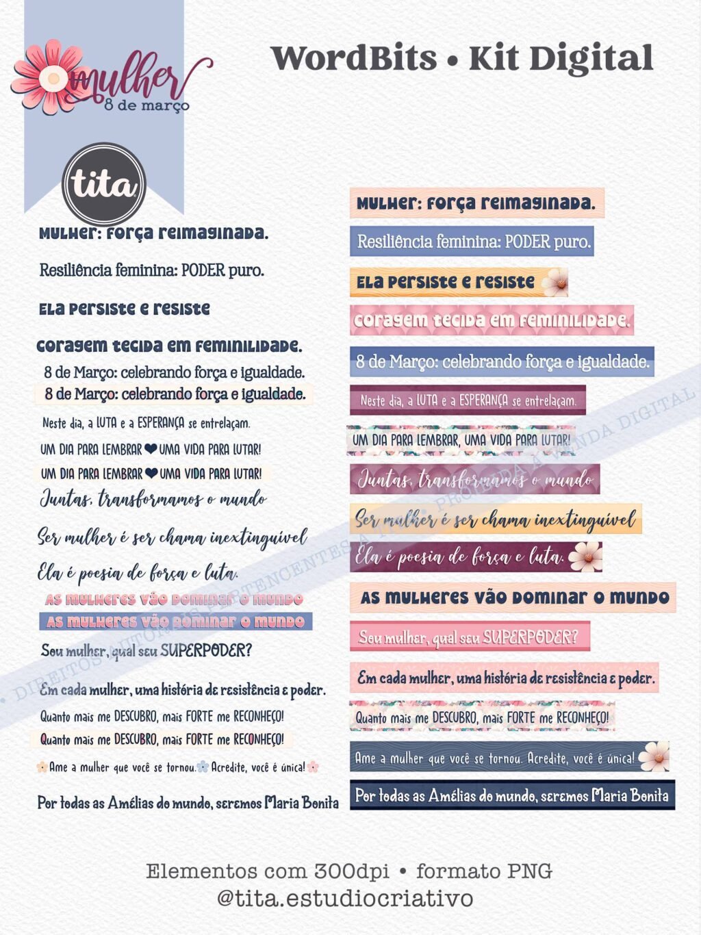 Mulher 8 de Março - Combo Ilustrações e Papéis (Tita) - Imagem 13