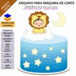Topo de Bolo - Bebe Leãzinho Nuvem - Arquivo Silhouette