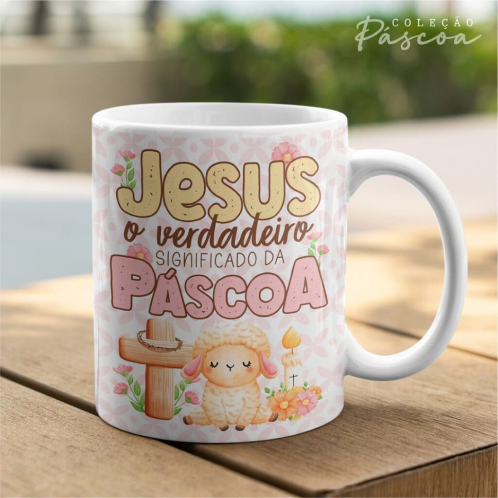 Pacote de Artes Caneca Personalizada Páscoa Cristã V24 (Vintage) - Imagem 11