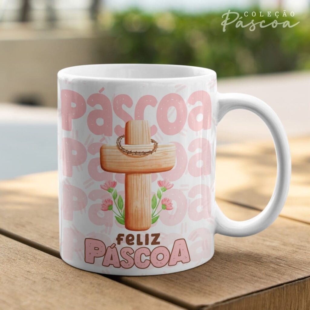 Pacote de Artes Caneca Personalizada Páscoa Cristã V24 (Vintage) - Imagem 3
