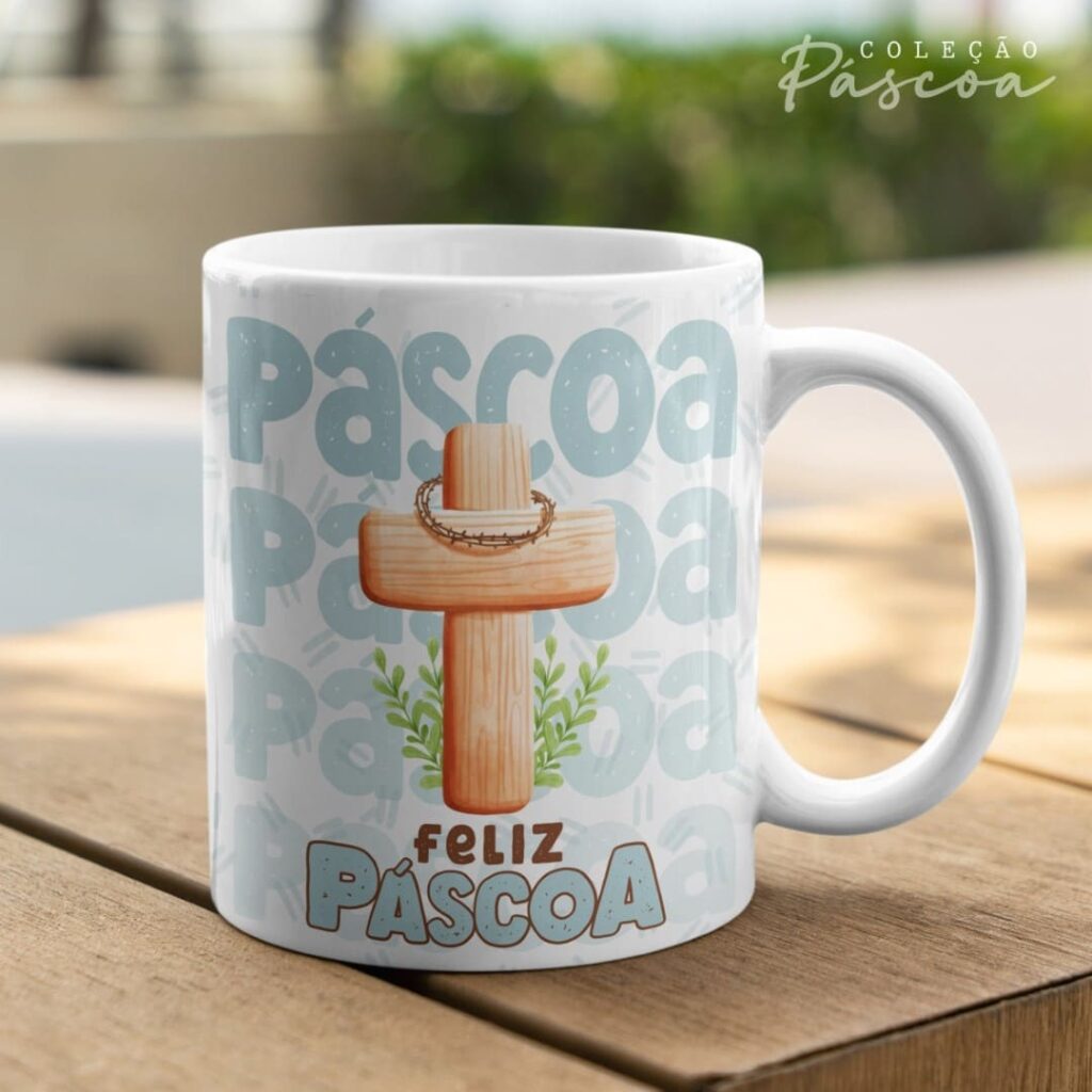 Pacote de Artes Caneca Personalizada Páscoa Cristã V24 (Vintage) - Imagem 4