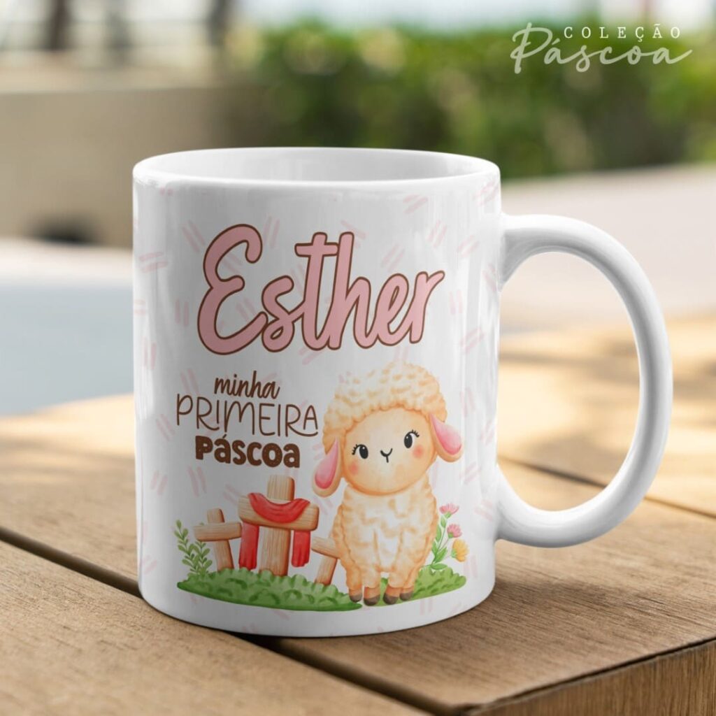 Pacote de Artes Caneca Personalizada Páscoa Cristã V24 (Vintage) - Imagem 5