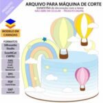 Topo de Bolo - Arco Íris Balões - Arquivo Silhouette Studio