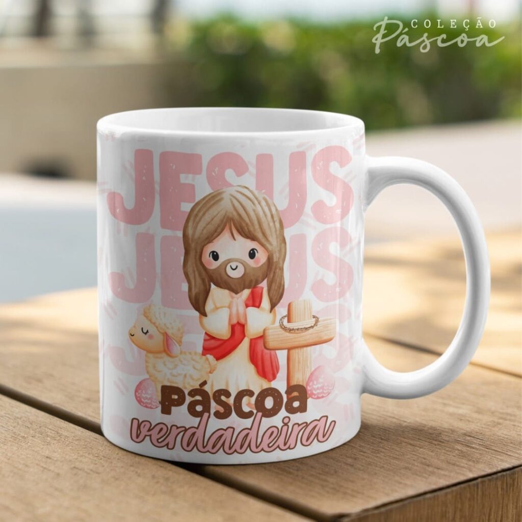 Pacote de Artes Caneca Personalizada Páscoa Cristã V24 (Vintage) - Imagem 15