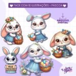 10 Ilustrações de Coelha Fofinha Páscoa