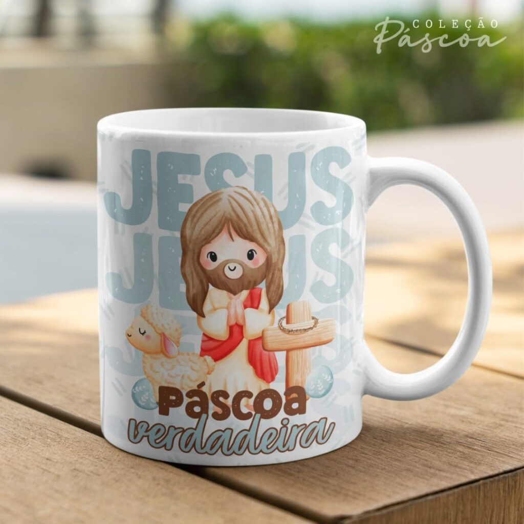 Pacote de Artes Caneca Personalizada Páscoa Cristã V24 (Vintage) - Imagem 16
