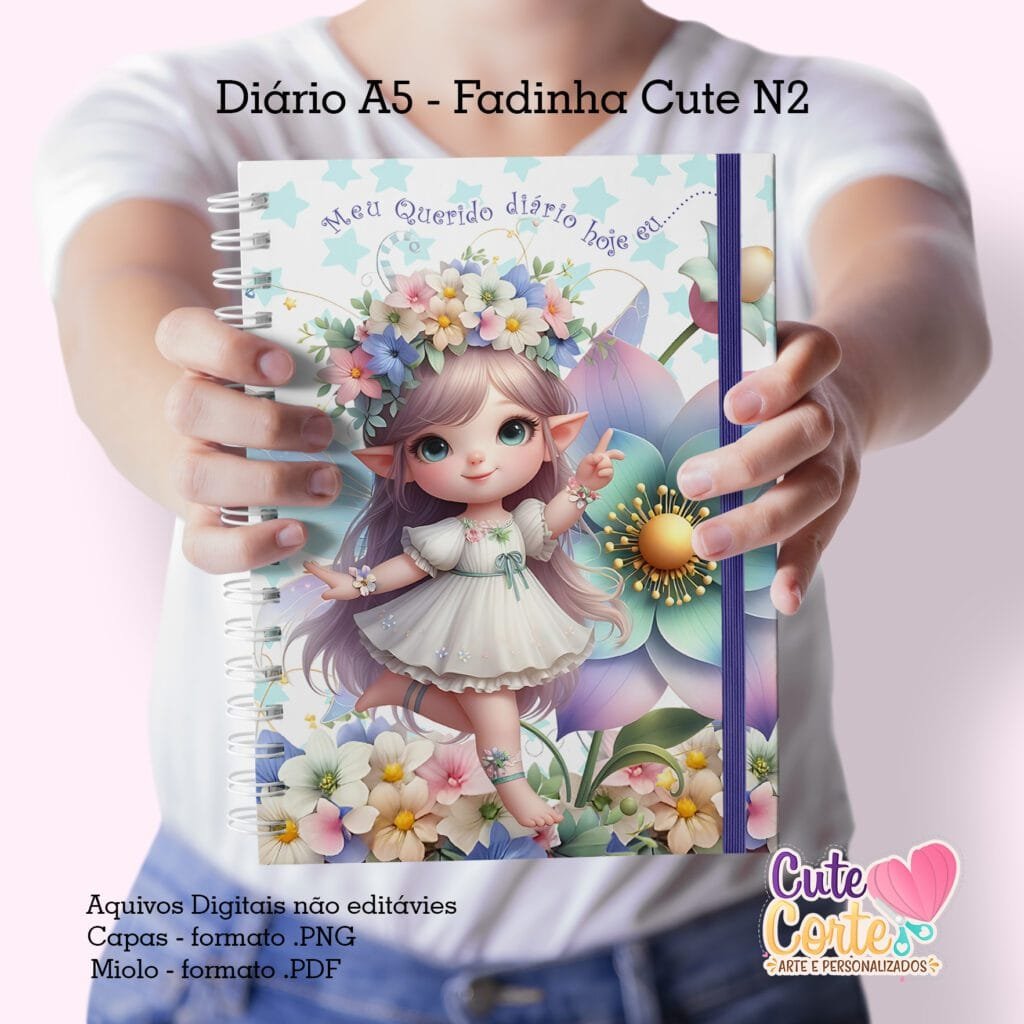 Diário A5 + To do List (Brinde) – Fadinha Cute N.2 (Cute Corte) - Imagem 1
