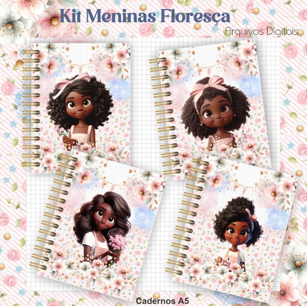 Kit Meninas Floresça - Cadernos | Bloquinhos | Mimos - Imagem 1
