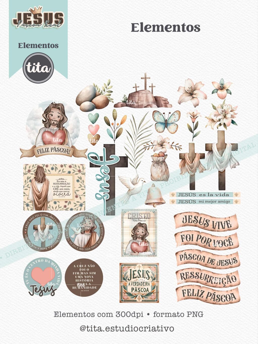 Jesus Páscoa Real - Combo Ilustrações e Papéis (Tita) - Imagem 11