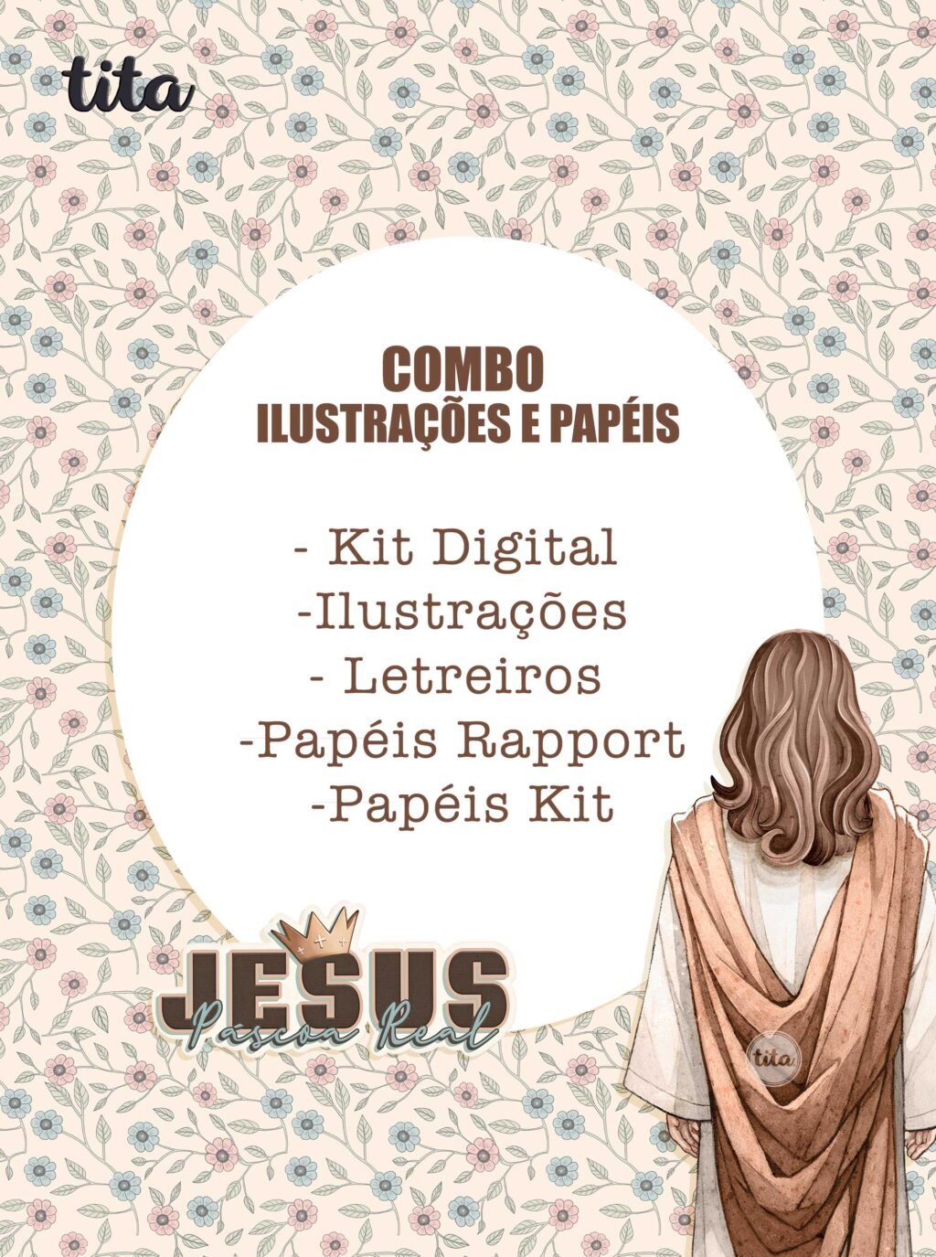 Jesus Páscoa Real - Combo Ilustrações e Papéis (Tita) - Imagem 1