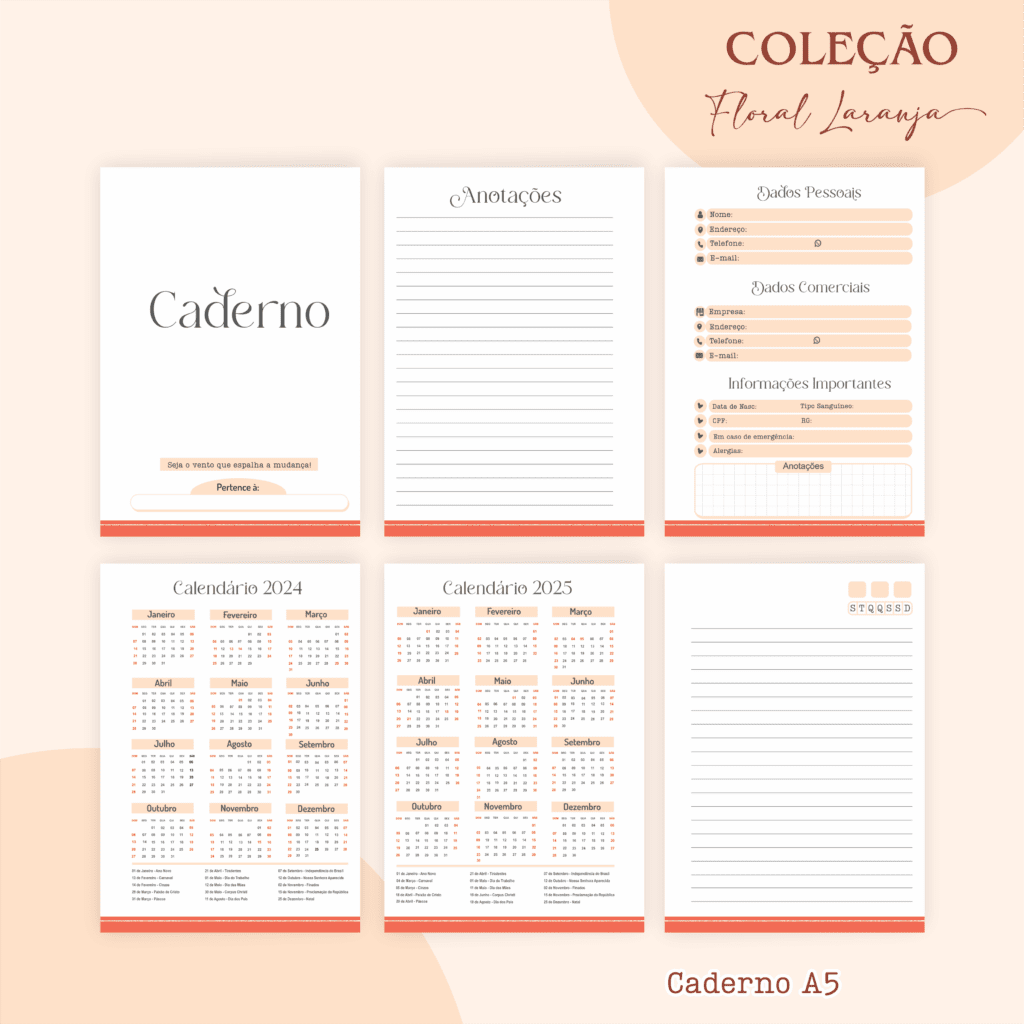 COMBO Floral Laranja 2024 – 5 Modelos (Pamella) - Imagem 2