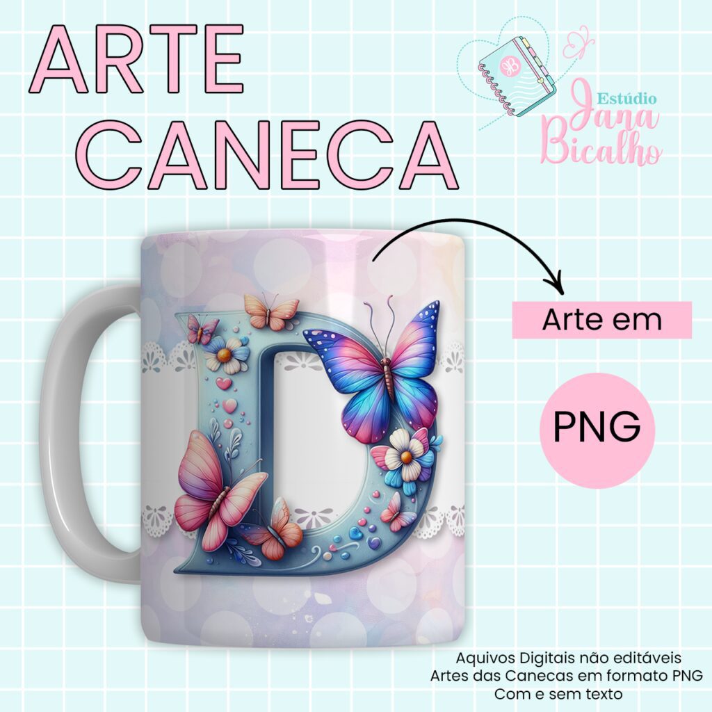 COMBO – Arte Caneca Alfabeto Butterfly (Jana Bicalho) - Imagem 5