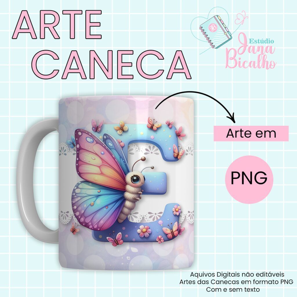 COMBO – Arte Caneca Alfabeto Butterfly (Jana Bicalho) - Imagem 6