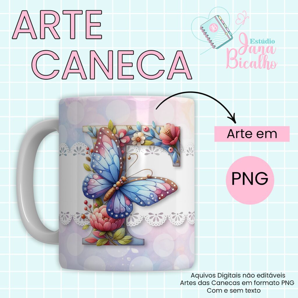 COMBO – Arte Caneca Alfabeto Butterfly (Jana Bicalho) - Imagem 7