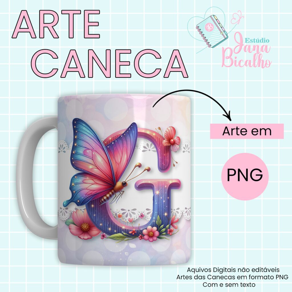 COMBO – Arte Caneca Alfabeto Butterfly (Jana Bicalho) - Imagem 8