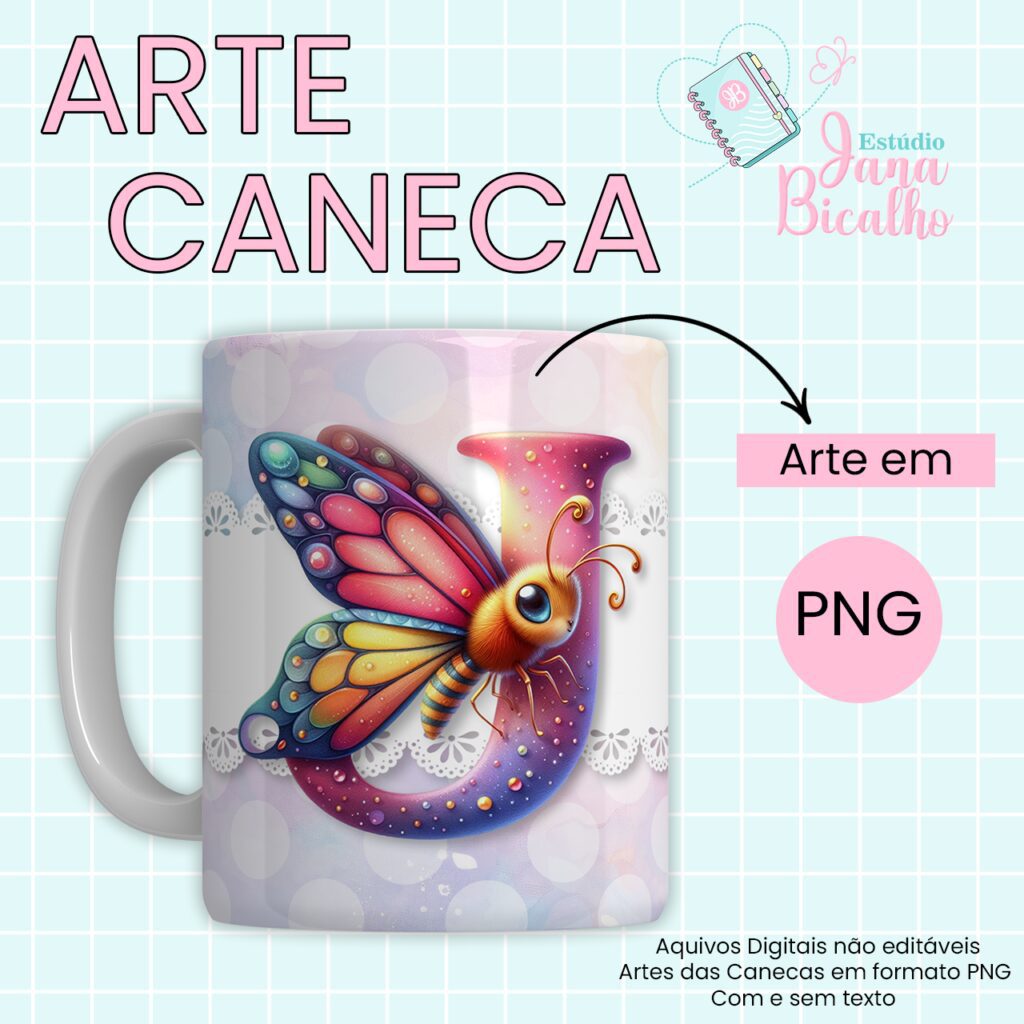 COMBO – Arte Caneca Alfabeto Butterfly (Jana Bicalho) - Imagem 11