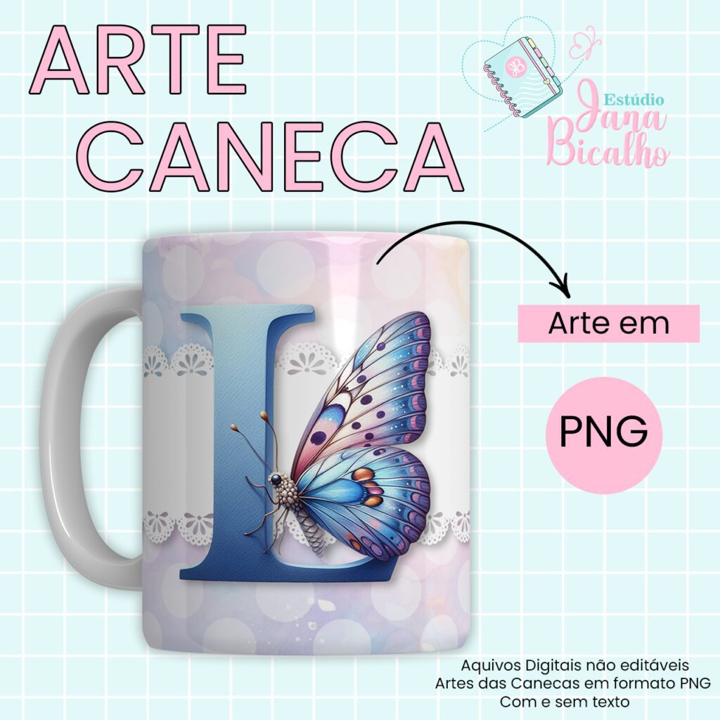 COMBO – Arte Caneca Alfabeto Butterfly (Jana Bicalho) - Imagem 13