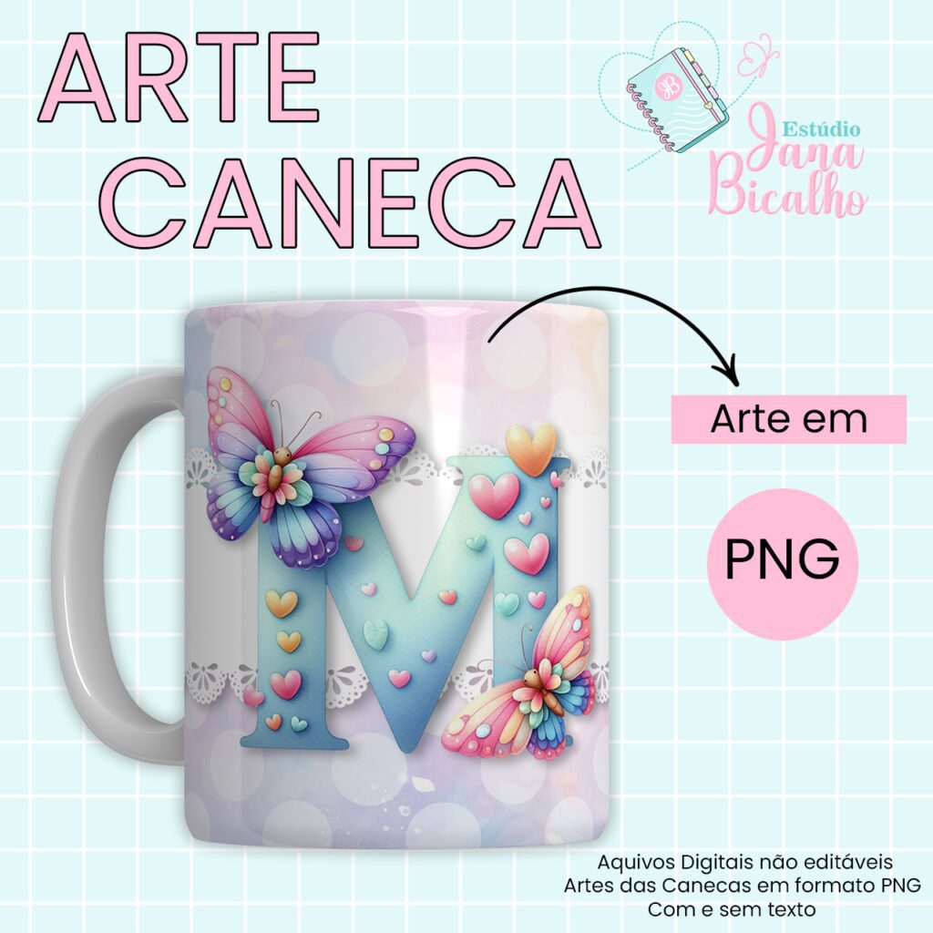 COMBO – Arte Caneca Alfabeto Butterfly (Jana Bicalho) - Imagem 14