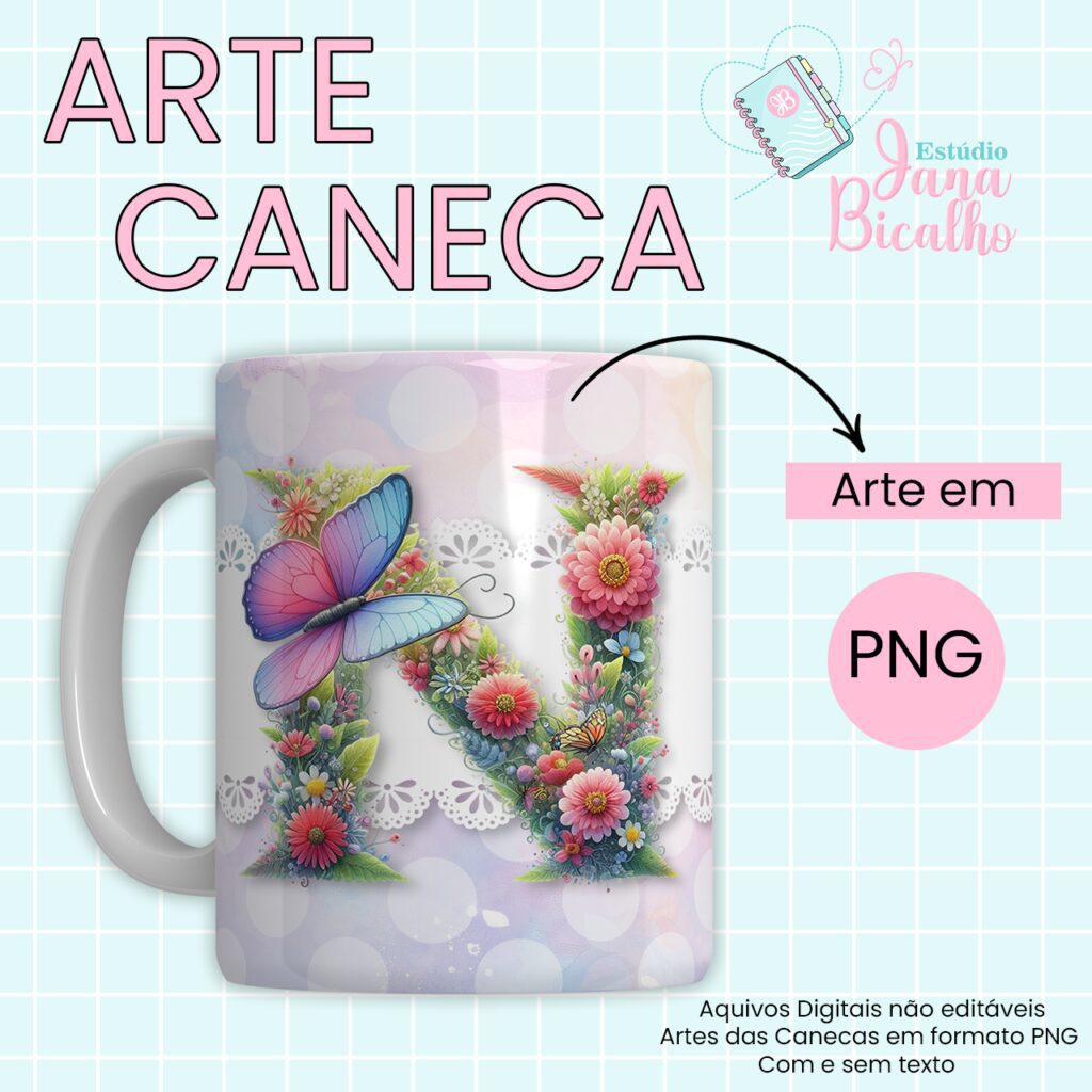 COMBO – Arte Caneca Alfabeto Butterfly (Jana Bicalho) - Imagem 15