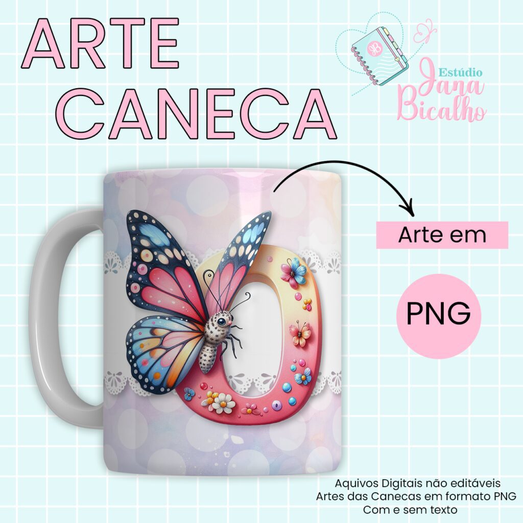 COMBO – Arte Caneca Alfabeto Butterfly (Jana Bicalho) - Imagem 16