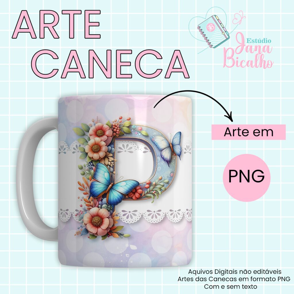 COMBO – Arte Caneca Alfabeto Butterfly (Jana Bicalho) - Imagem 17