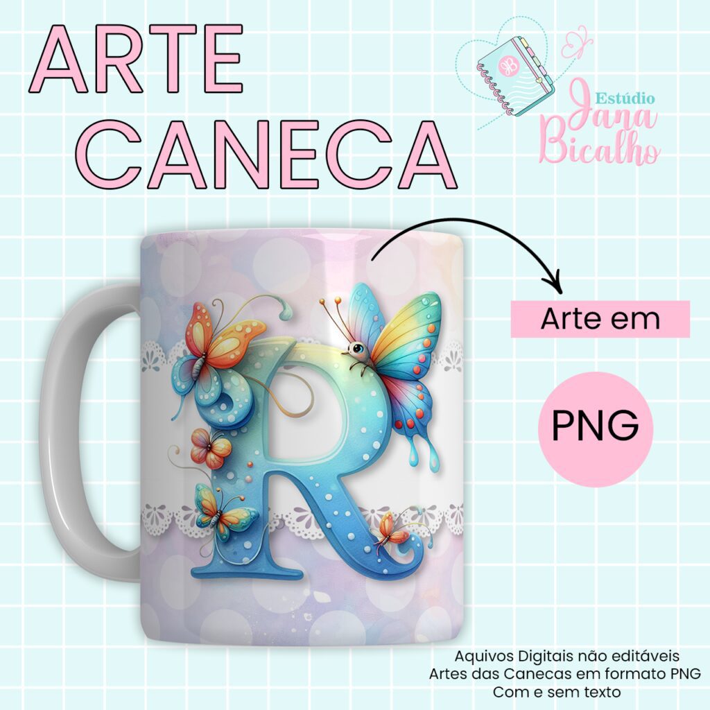 COMBO – Arte Caneca Alfabeto Butterfly (Jana Bicalho) - Imagem 19