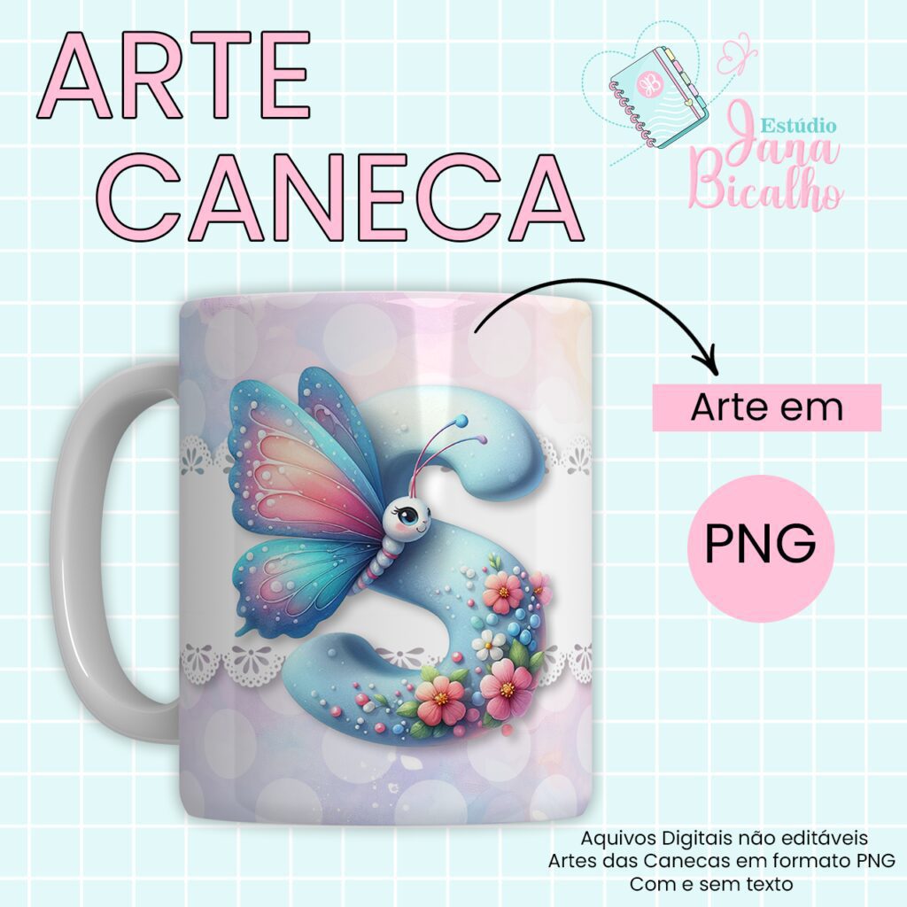 COMBO – Arte Caneca Alfabeto Butterfly (Jana Bicalho) - Imagem 20