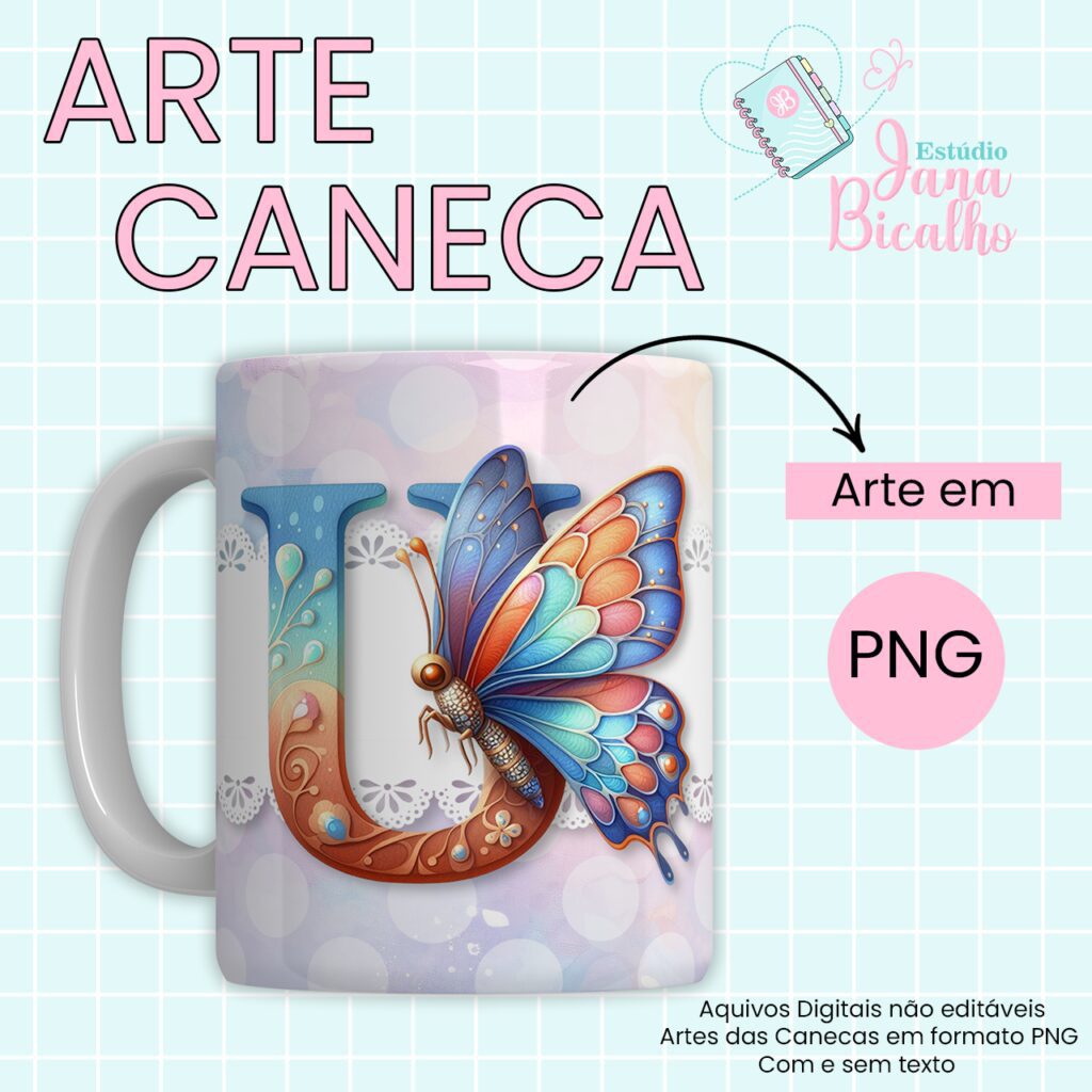 COMBO – Arte Caneca Alfabeto Butterfly (Jana Bicalho) - Imagem 22