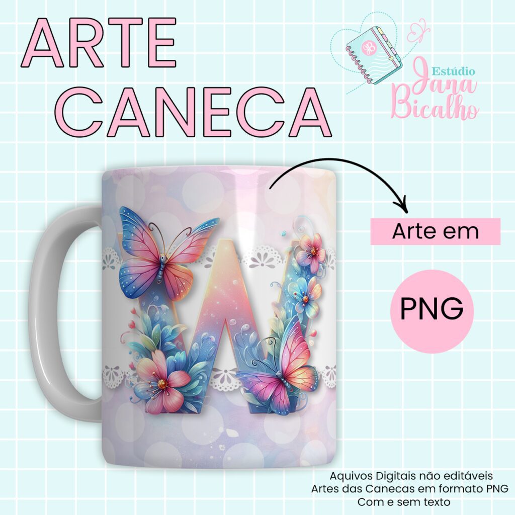 COMBO – Arte Caneca Alfabeto Butterfly (Jana Bicalho) - Imagem 24