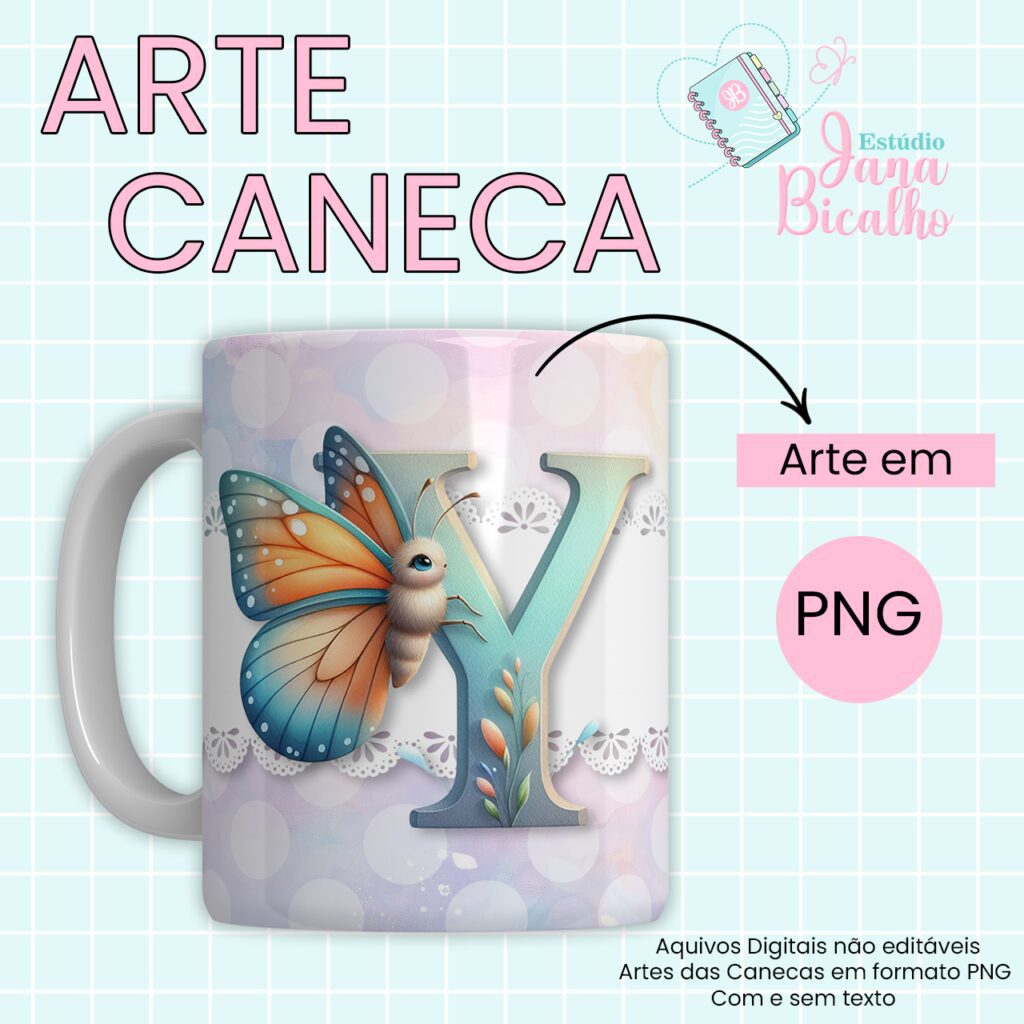 COMBO – Arte Caneca Alfabeto Butterfly (Jana Bicalho) - Imagem 26