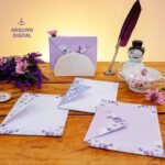COLEÇÃO VIOLETA - Kit Envelopes e Papel de Carta (Bicho Papel)