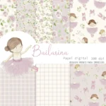 Bailarina – Papéis Digitais - Kit Digital