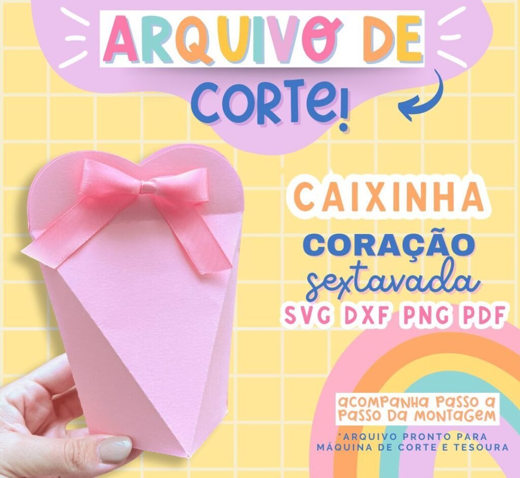 Molde Caixinha Coração Sextavada (Ilustracin) - Nick Design