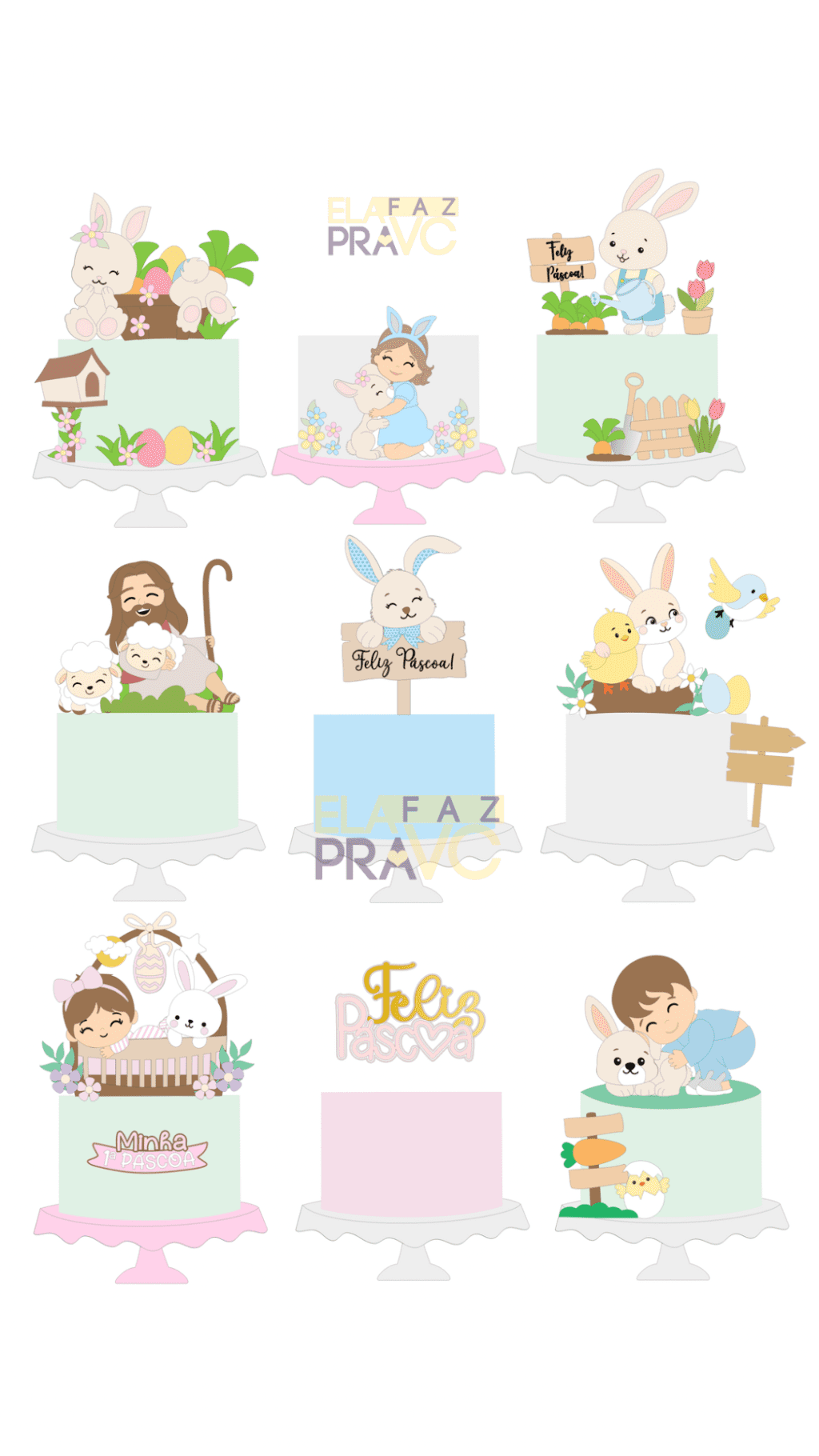 COMBO 15 Topos de Bolo - Páscoa 2024 (Ela Faz pra Você) - Imagem 6