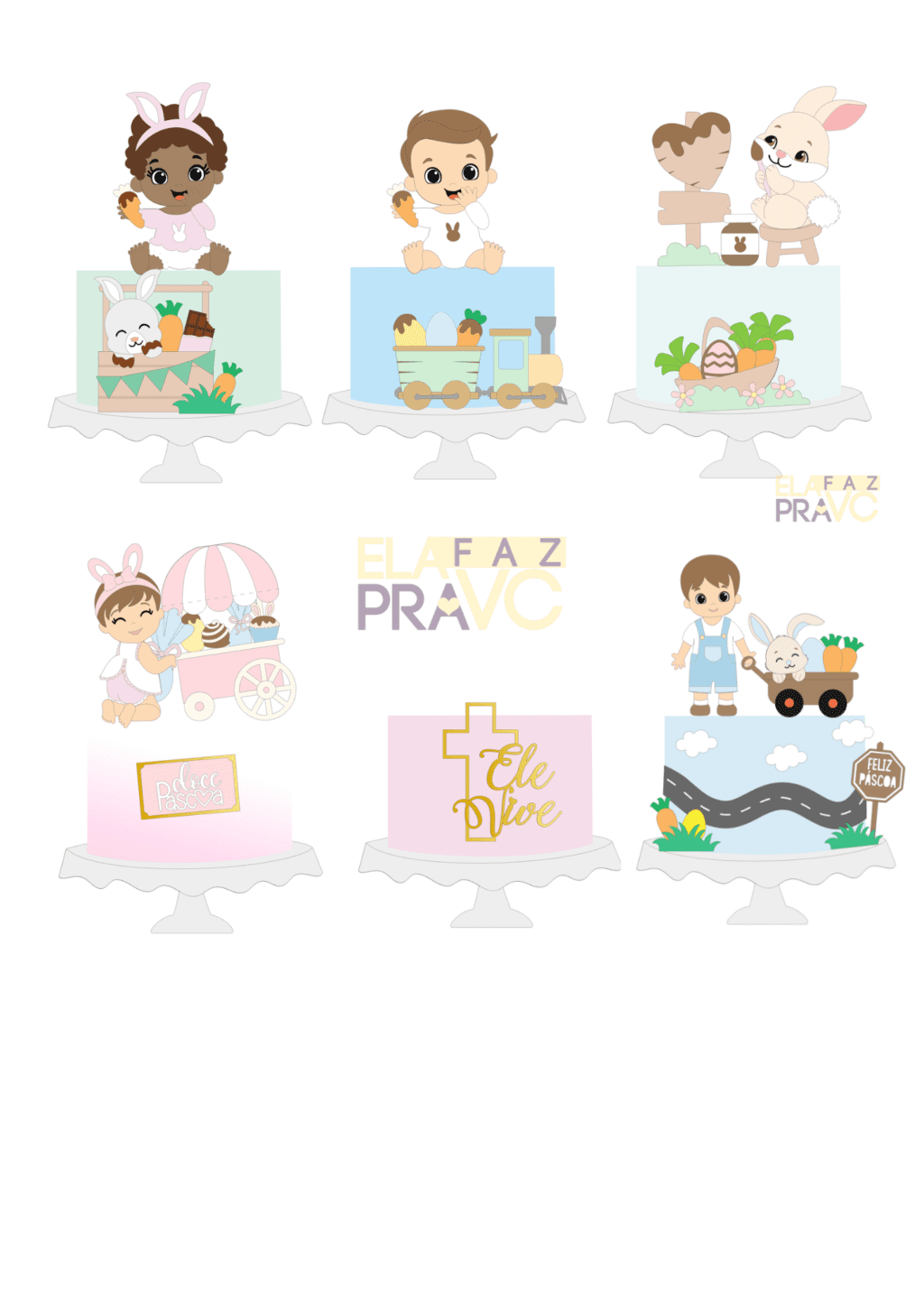 COMBO 15 Topos de Bolo - Páscoa 2024 (Ela Faz pra Você) - Imagem 7